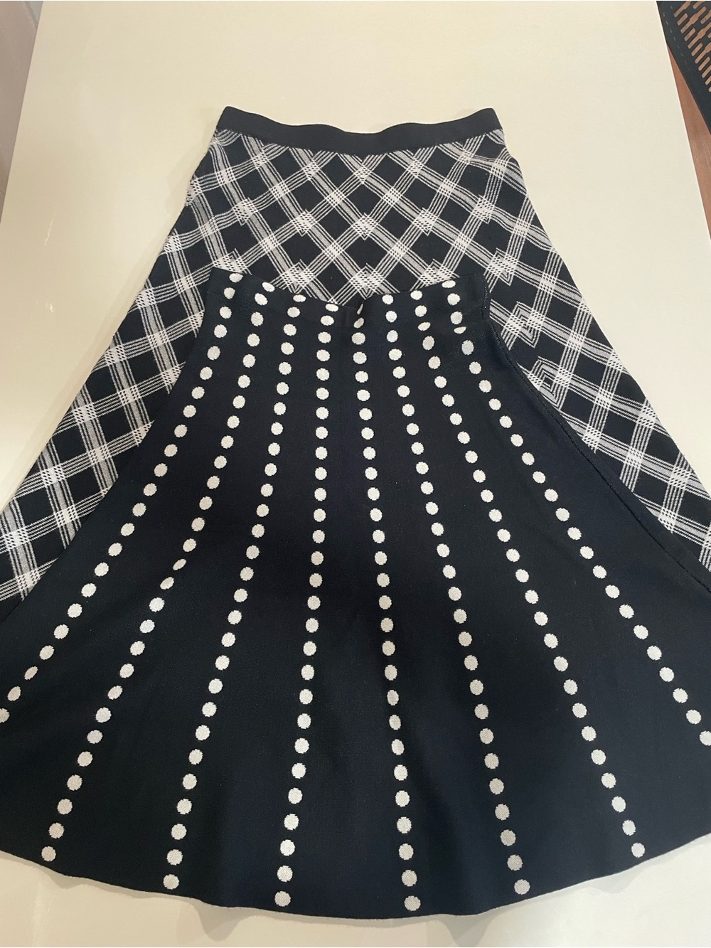 Black & White Plaid and polka dot A-Line Skirts